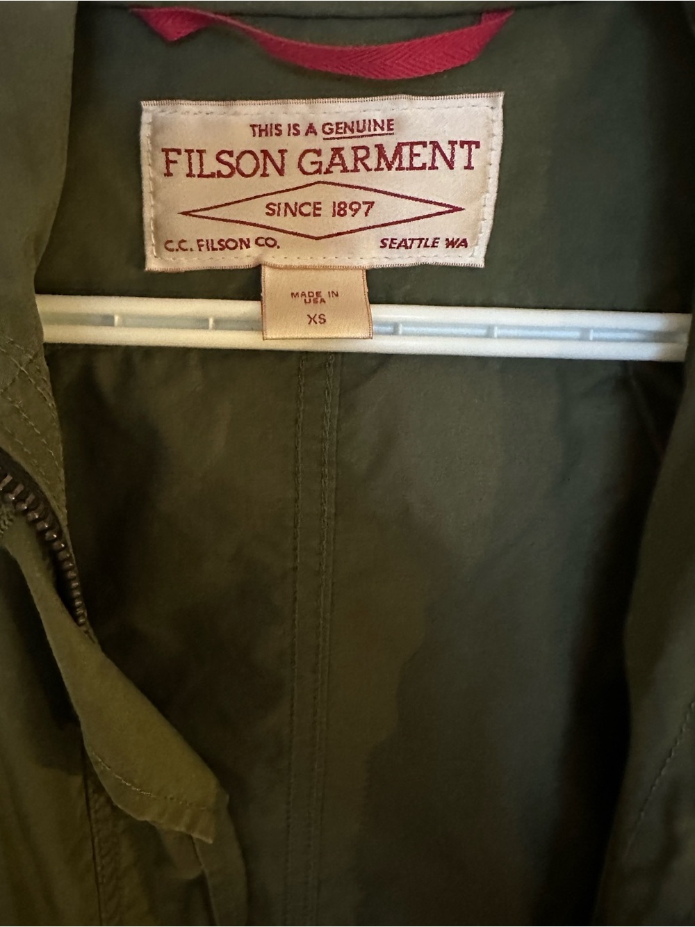 Filson Olive Green Lightweight Jacket Women’s XS